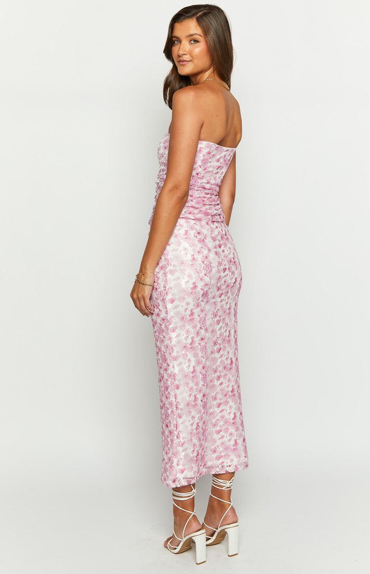 Imogen Pink Floral Print Strapless Maxi Dress Baby Product Image