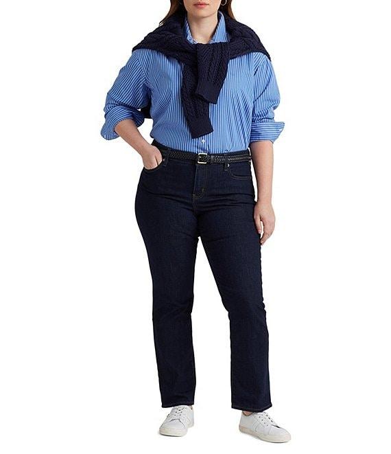 Lauren Ralph Lauren Plus Size Premier Stretch Denim Straight Leg Jeans Product Image