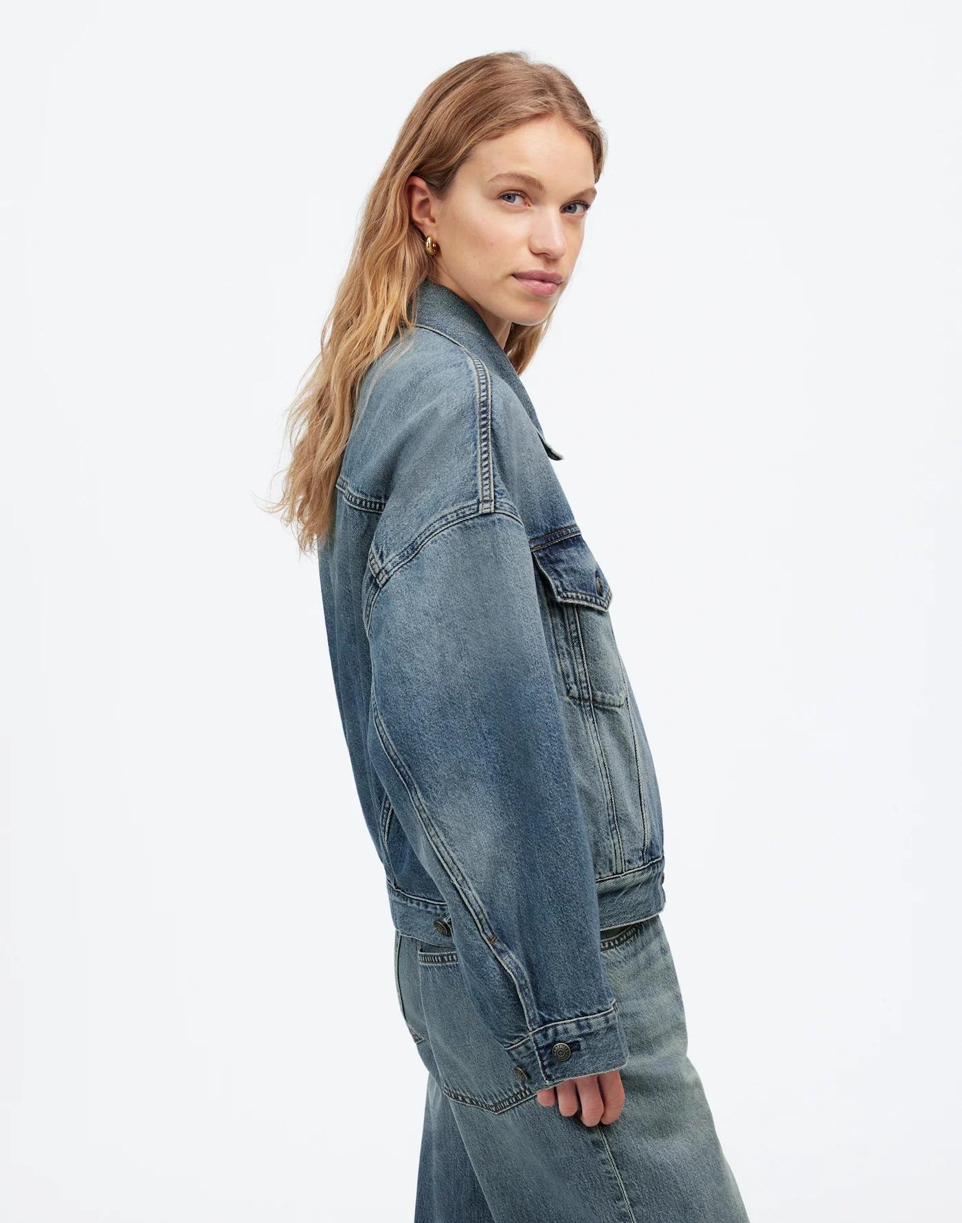 Relaxed Crop Jean Trucker Jacket in Billings Wash Product Image