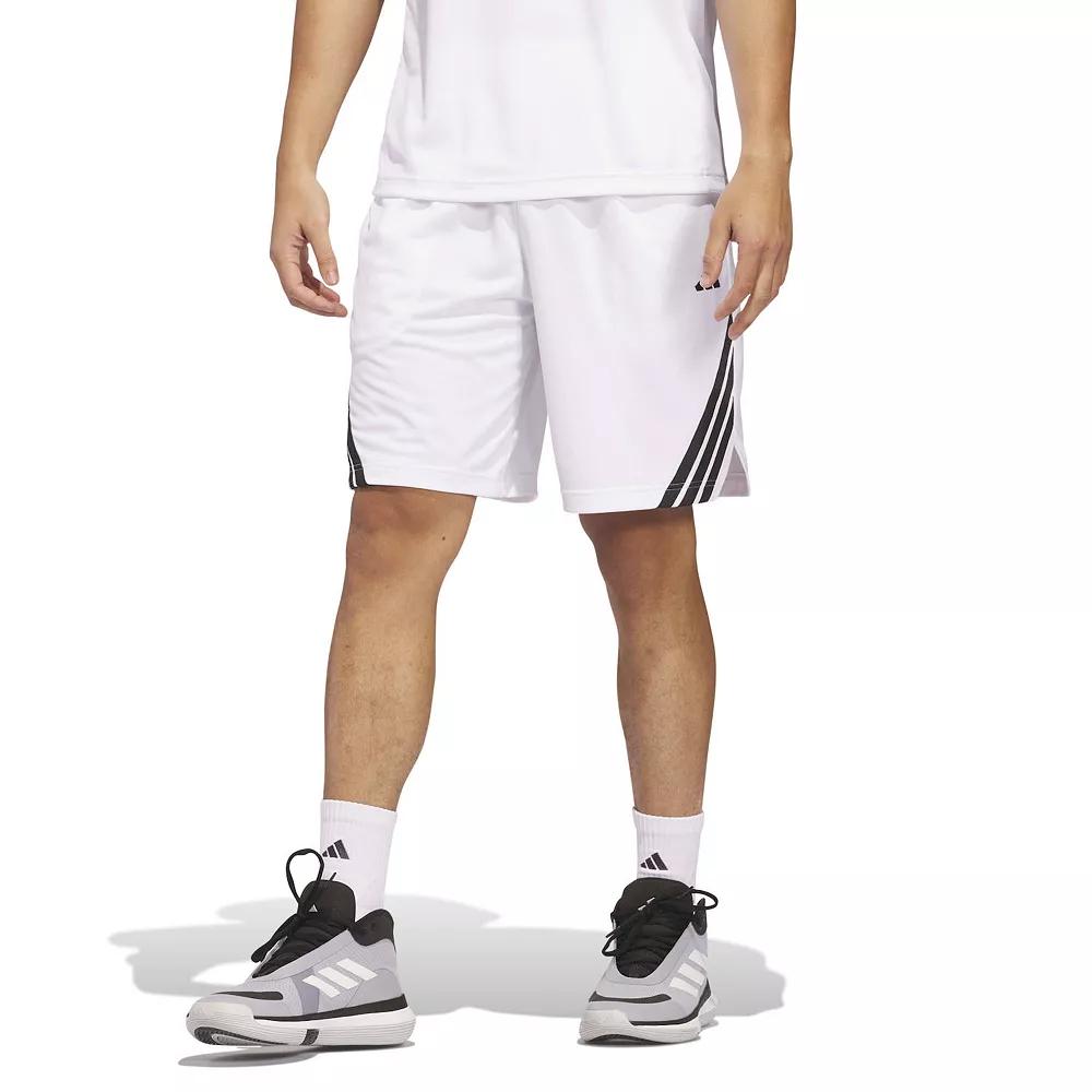 Men's adidas Legends 3-Stripes Basketball Shorts, Size: XL 9 INCH, White Black Product Image