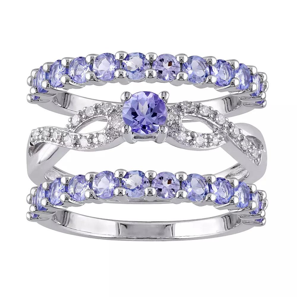 Stella Grace Sterling Silver Tanzanite & 1/10 Carat T.W. Diamond Ring Set, Women's, Size: 7 Product Image