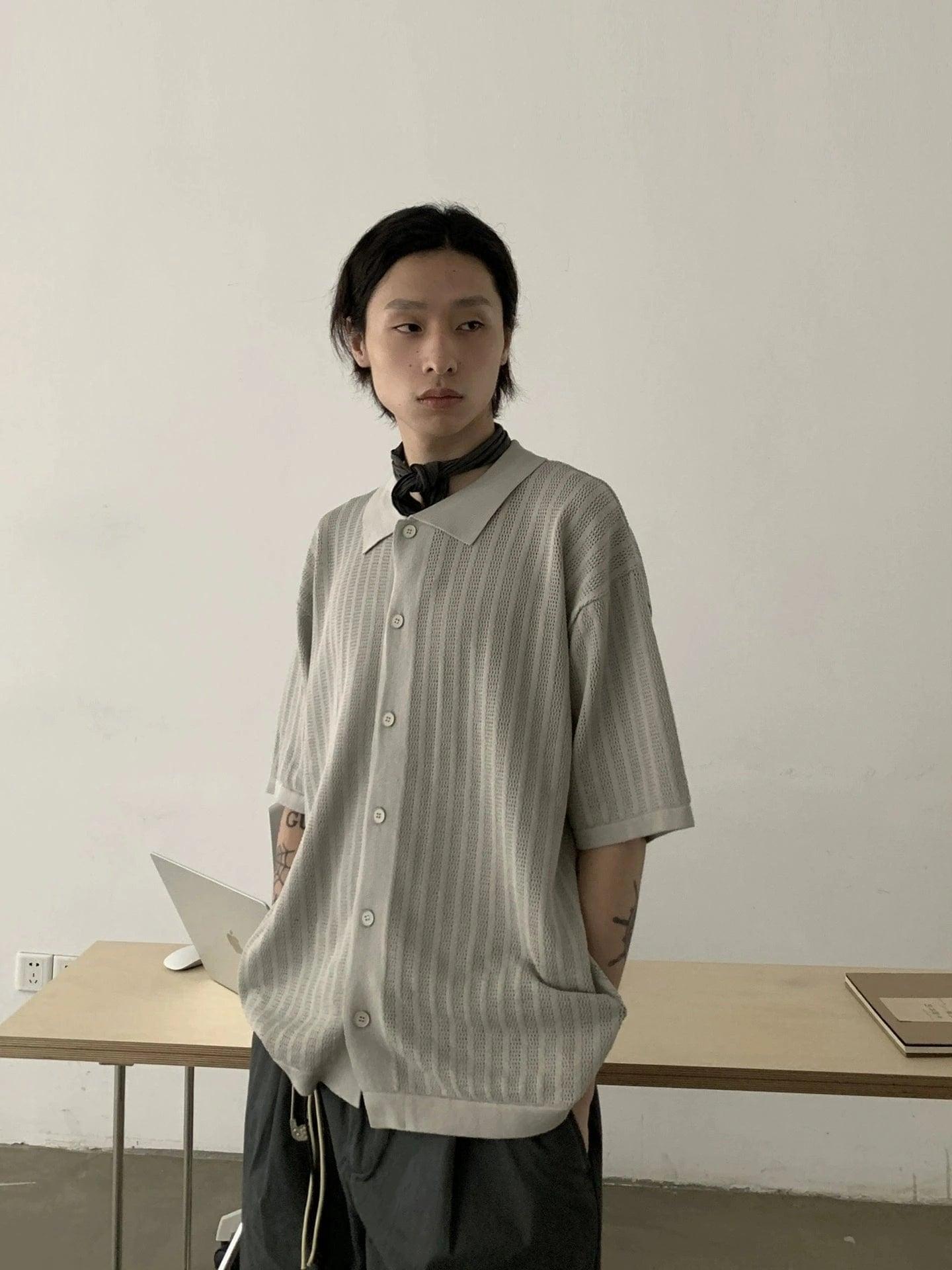 RT No. 19525 KNIT BUTTON-UP S/S SHIRT Product Image
