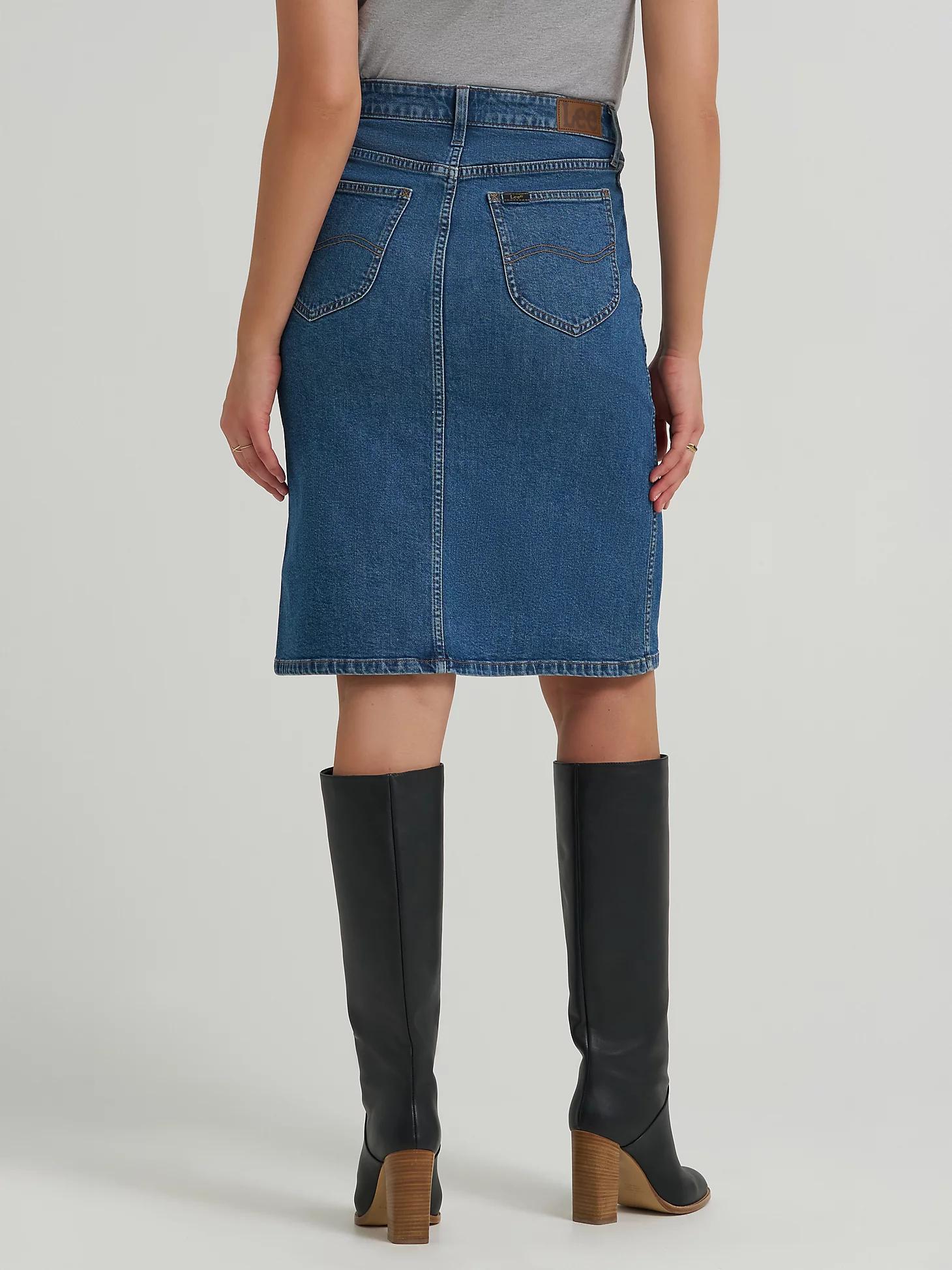 Women's Button Front Denim Midi Skirt | Women's Skirts & Dresses | Lee® Product Image