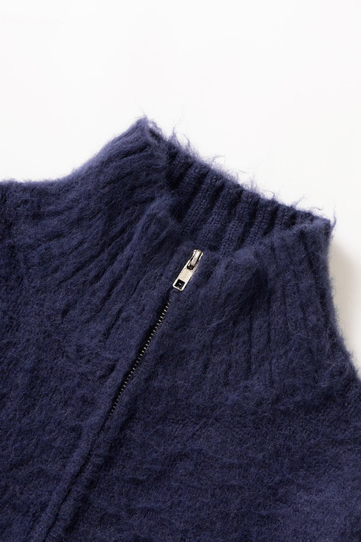 Blacksmith - Zip Mohair Cardigan - Navy Product Image