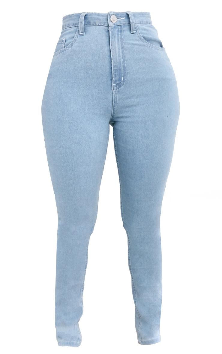 PRETTYLITTLETHING Shape Light Blue Wash High Waisted Super Stretch Denim Skinny Jeans Product Image