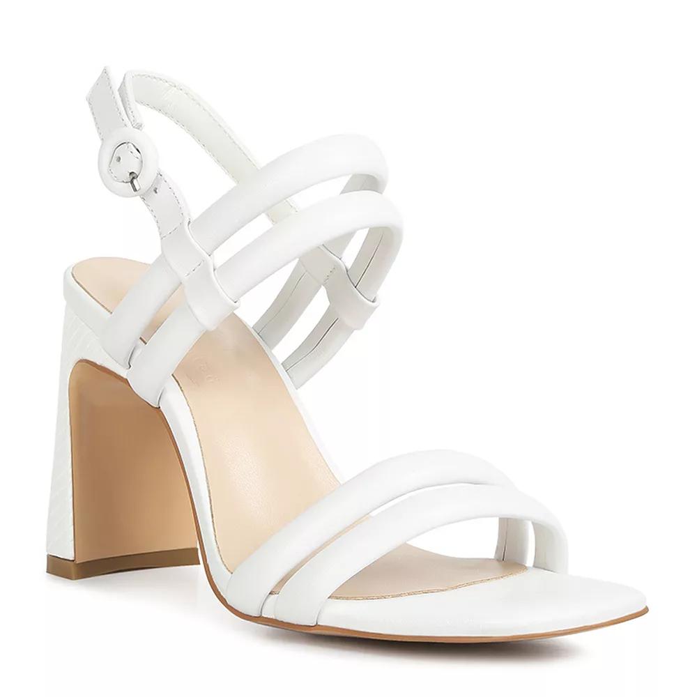Rag & Co Avianna Women's Slim Block Heel Leather Sandals, Size: 10, White Product Image