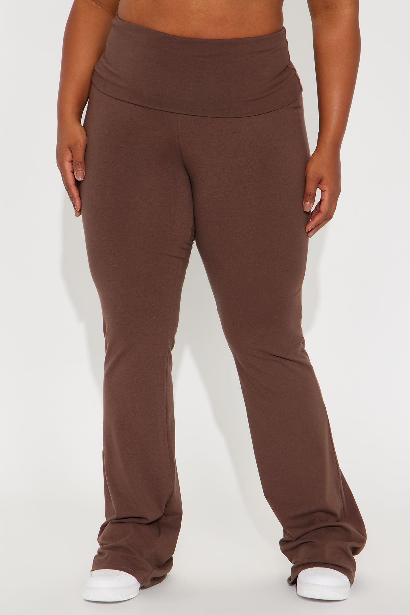 Tall Adriana Foldover Flare Pant - Chocolate Product Image