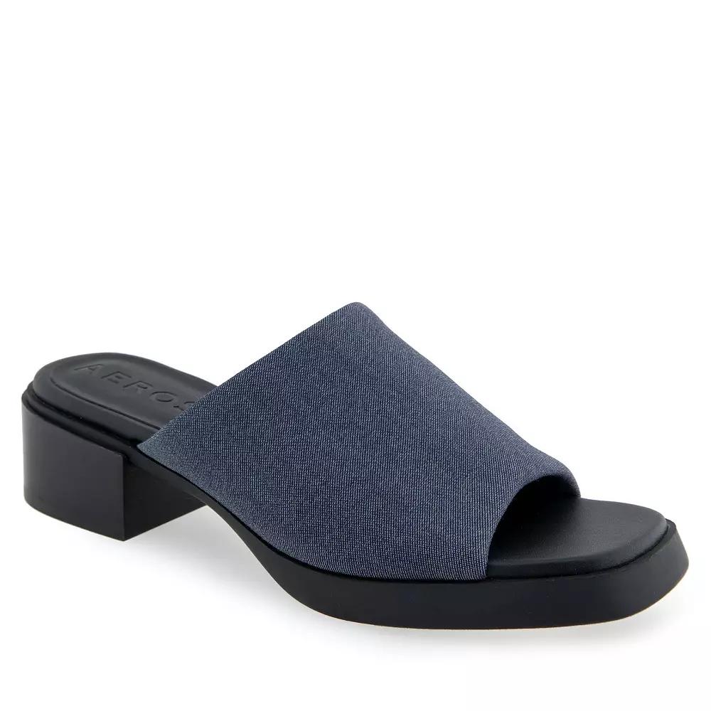Aerosoles Denise Women's Block Heeled Slide Sandals, Size: 7.5 Wide, Dark Blue Stretch Product Image
