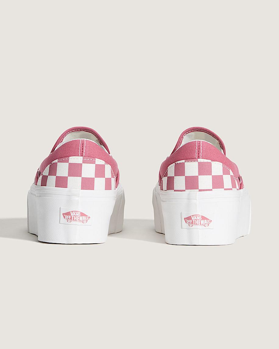 Classic Slip-On Platform Checkerboard Shoe in Mauvewood Pink / White| Vans US Product Image