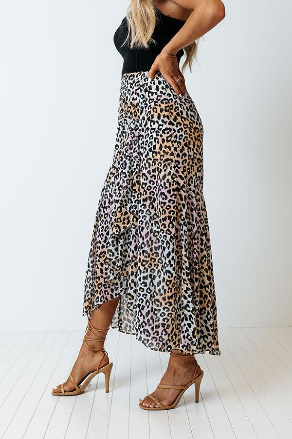 Only Sunshine Leopard Skirt In Peach Product Image