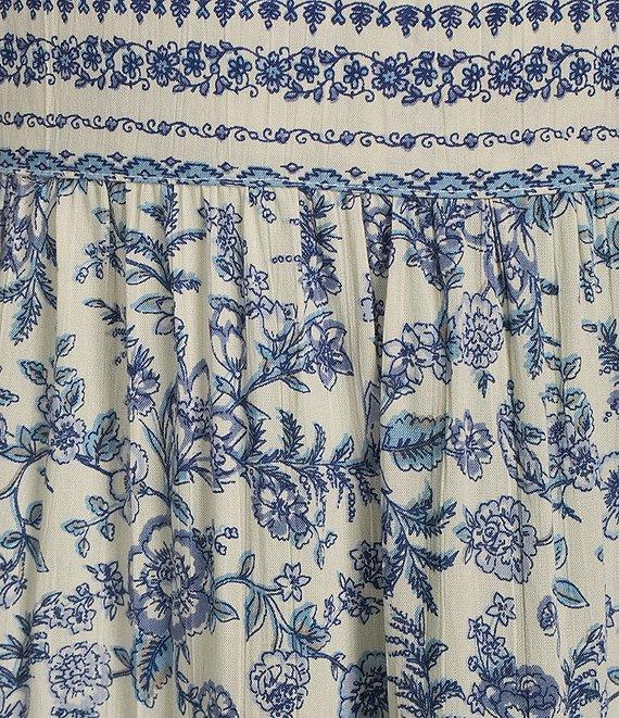 Angie Floral Printed V-Neck Spaghetti Strap Twist Front Keyhole Tiered Dress Product Image