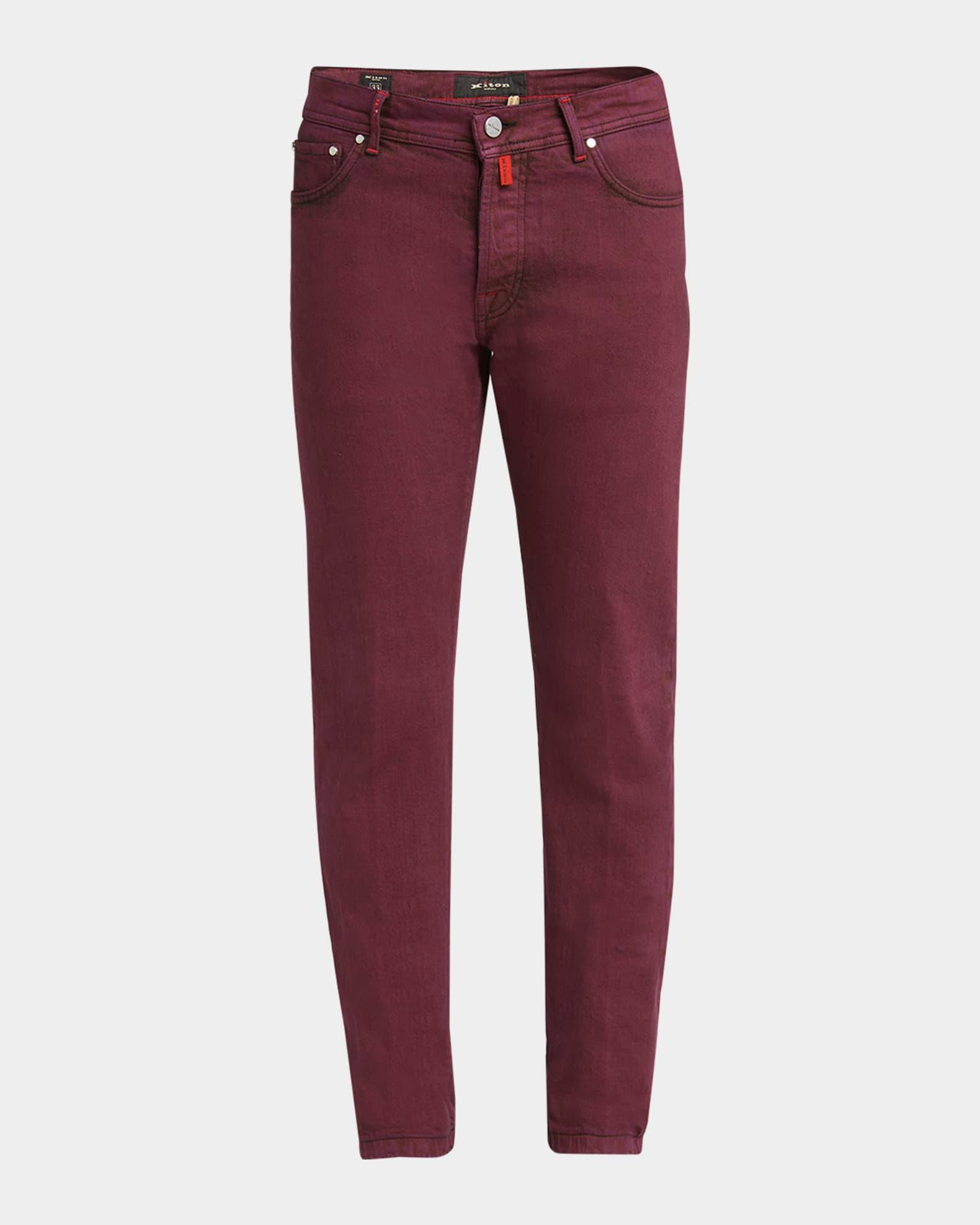 Men's Burgundy Overdyed Straight-Leg Jeans Product Image