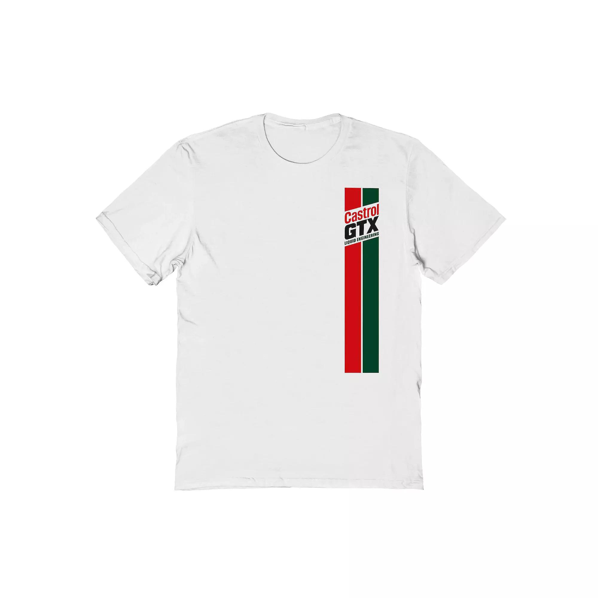 Men's Castrol Box Racing Stripe Graphic Tee, Size: Large, White Product Image