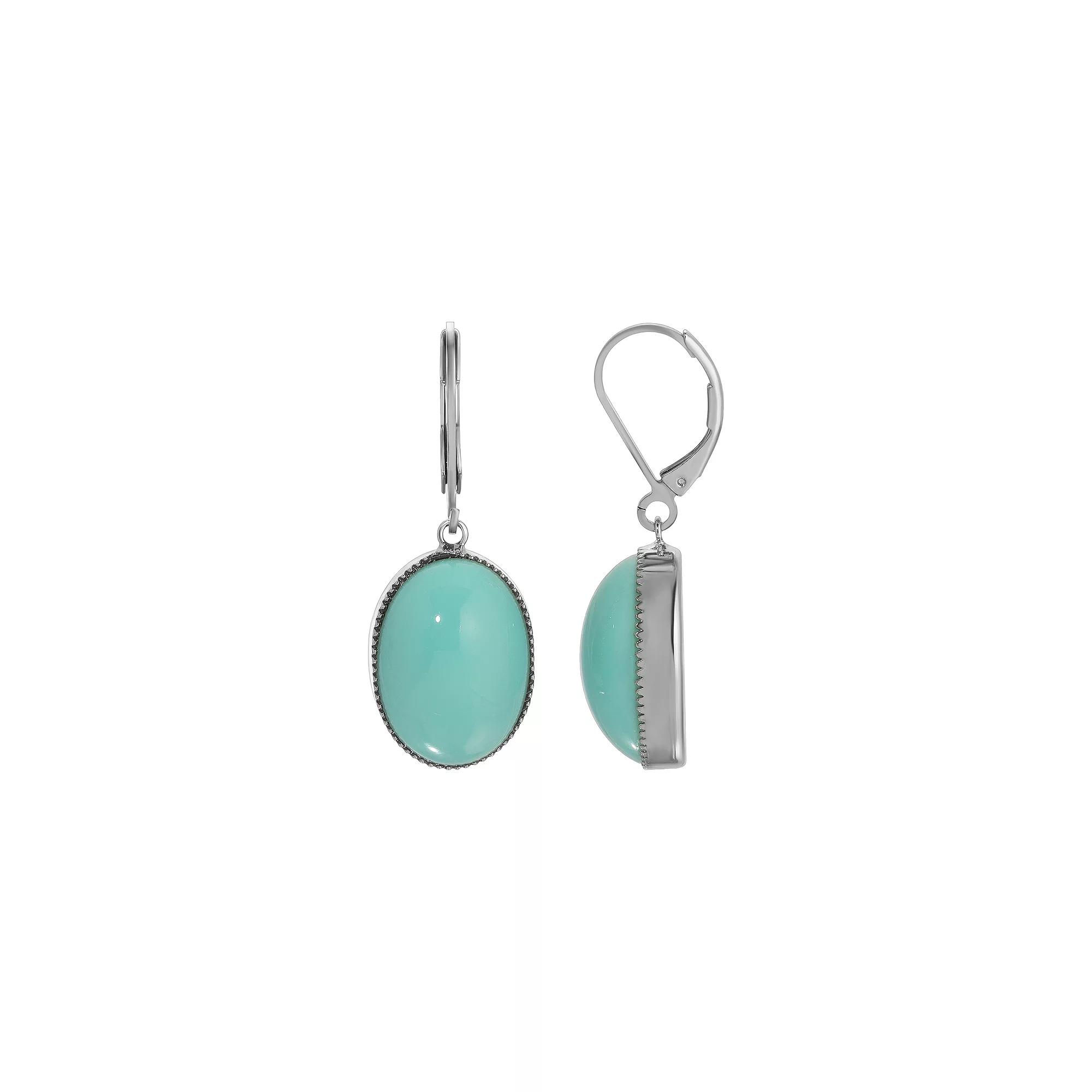 1928 Silver Tone Simulated Turquoise Drop Earrings, Women's Product Image