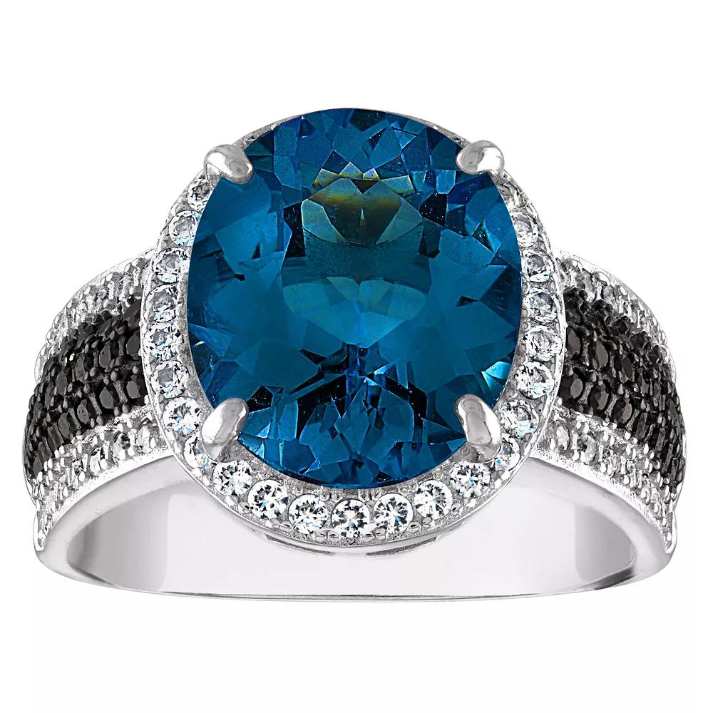 Designs by Gioelli Sterling Silver Swiss Blue Topaz & Black Spinel Ring, Women's,  Product Image
