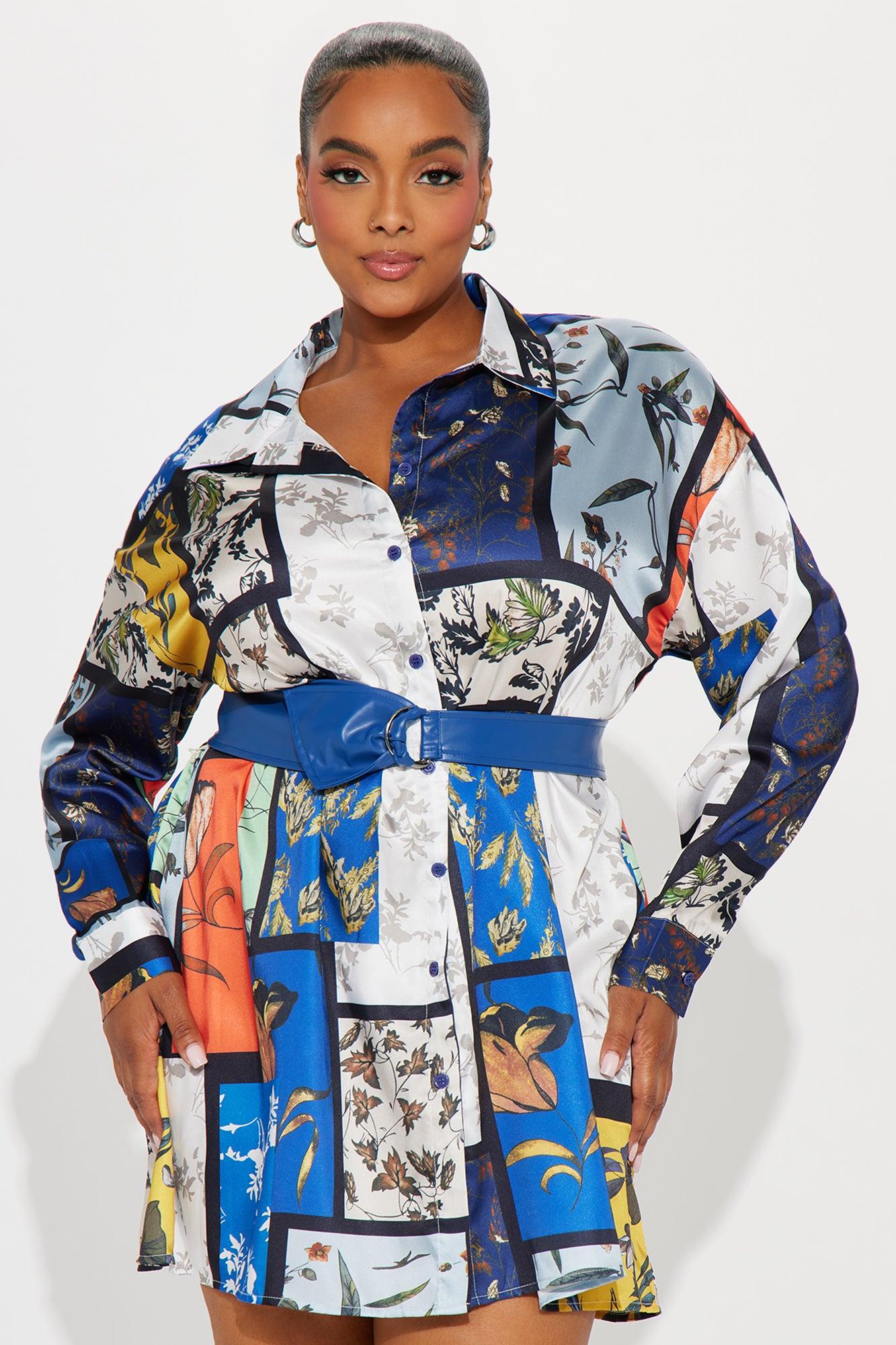 Shay Satin Mini Dress - Blue/combo Product Image