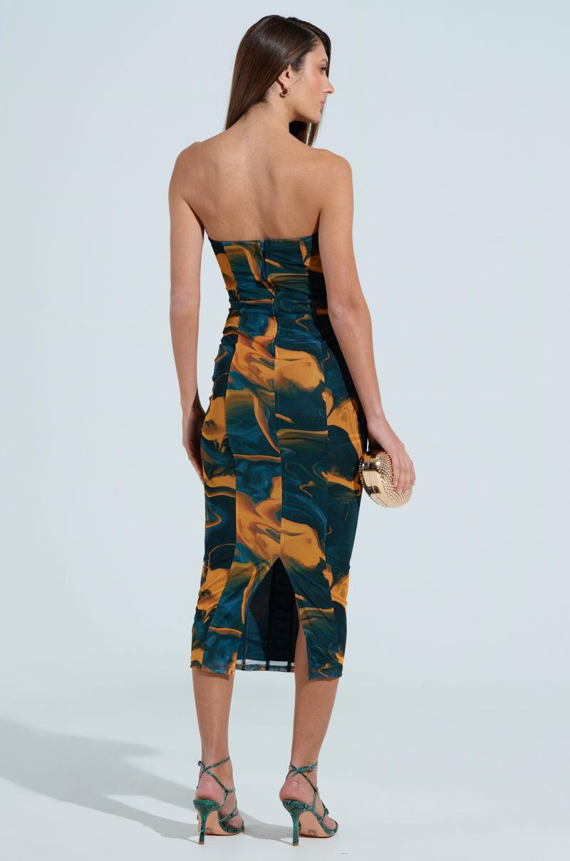 SHES UNFORGETTABLE ABSTRACT MESH MIDI DRESS Product Image