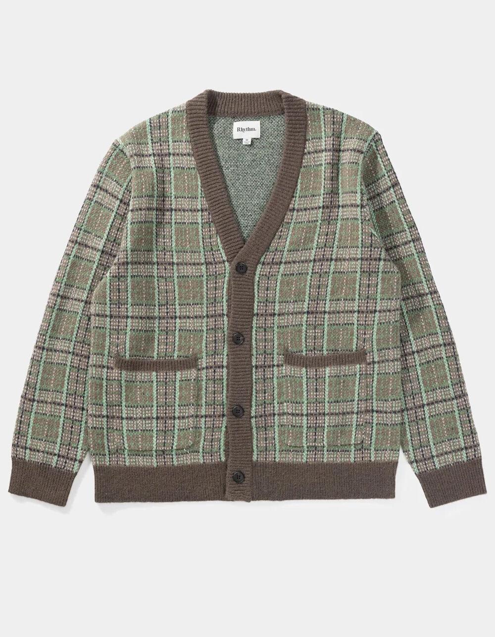 RHYTHM Mohair Criss Mens Cardigan - GREEN COMBO Product Image
