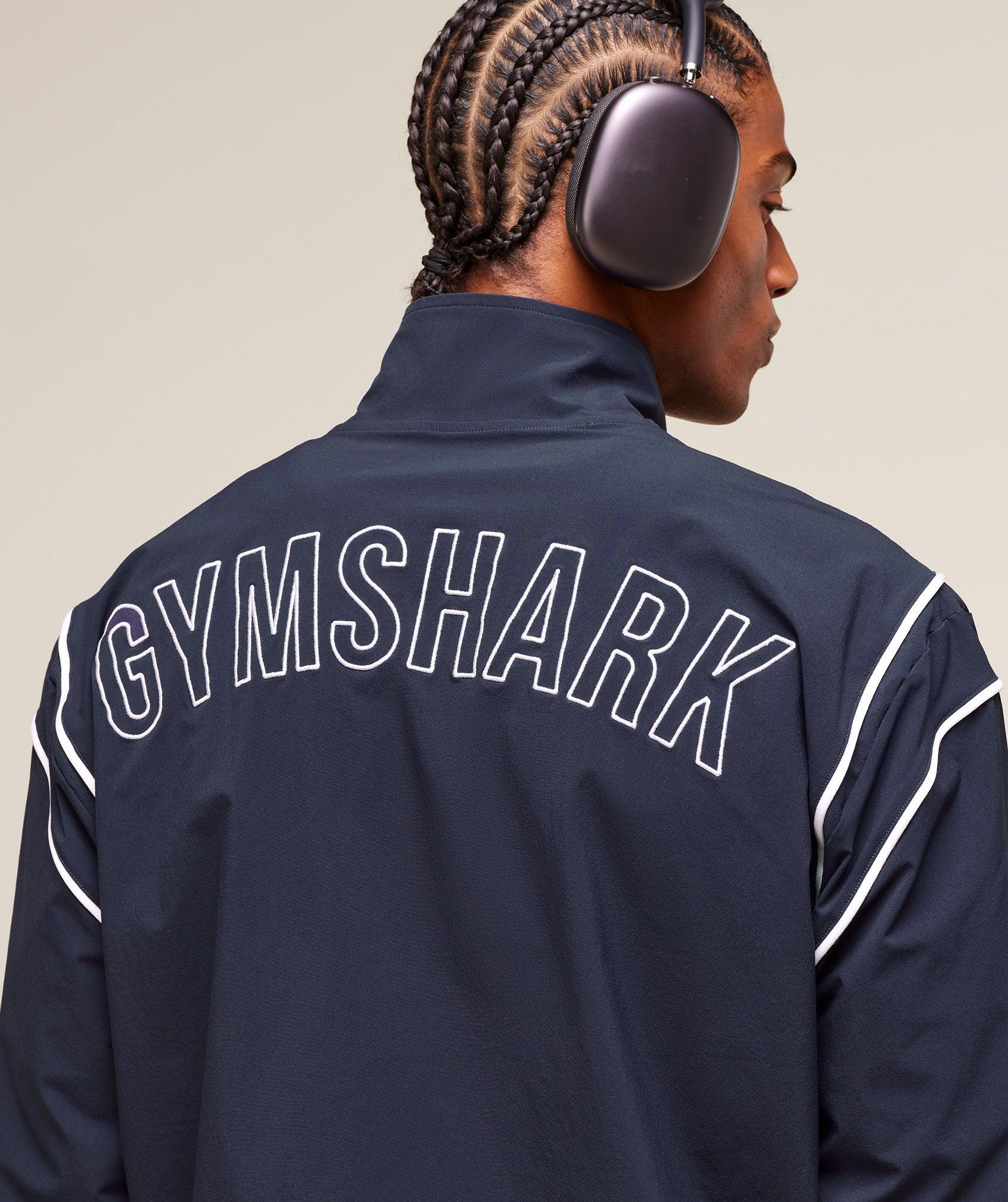 Gymshark Retro Crinkle Track Jacket - Heavy Blue Male Product Image