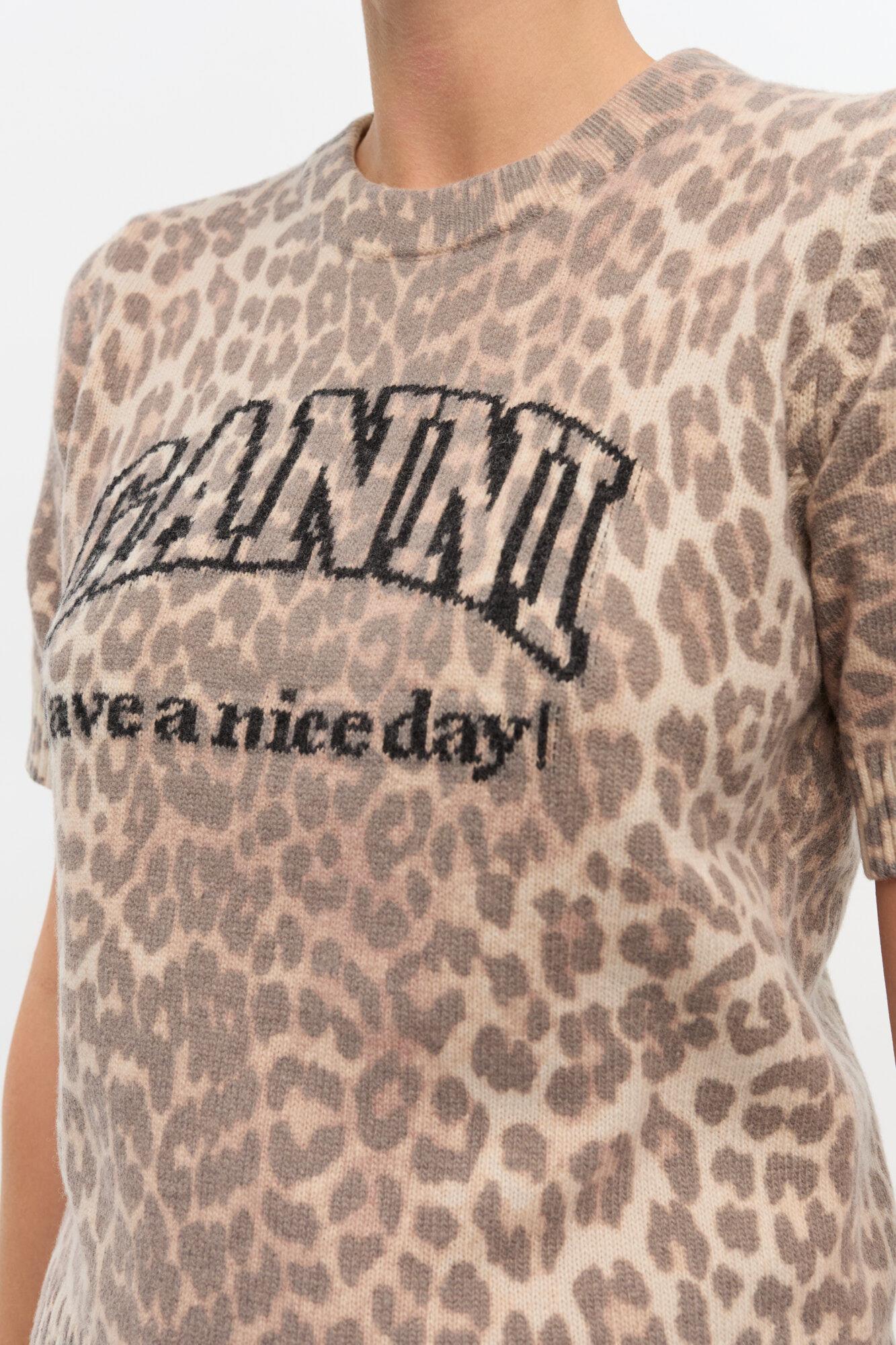 Leopard Wool Mix T-shirt Product Image