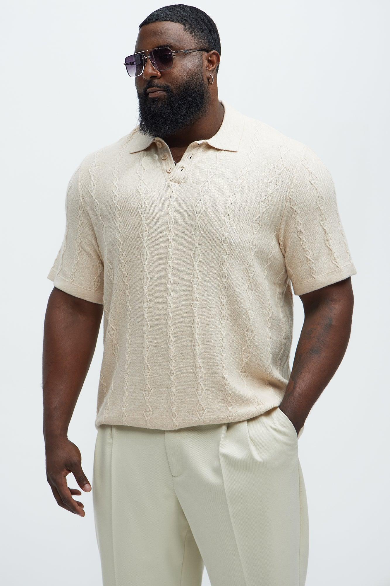 Diamond Knit Sweater Polo - Sand Product Image