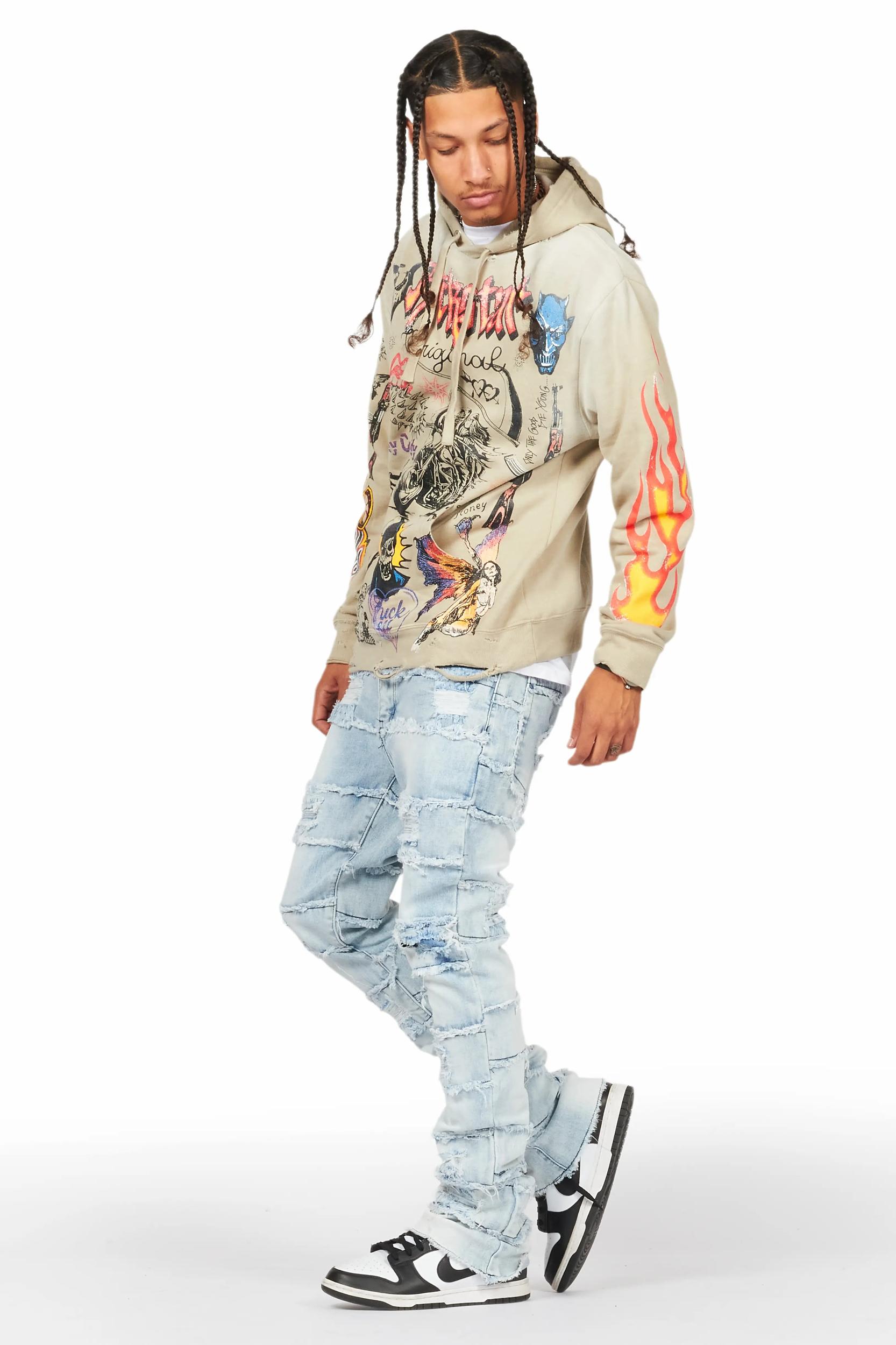 Sten Blue Stacked Flare Jean Male Product Image