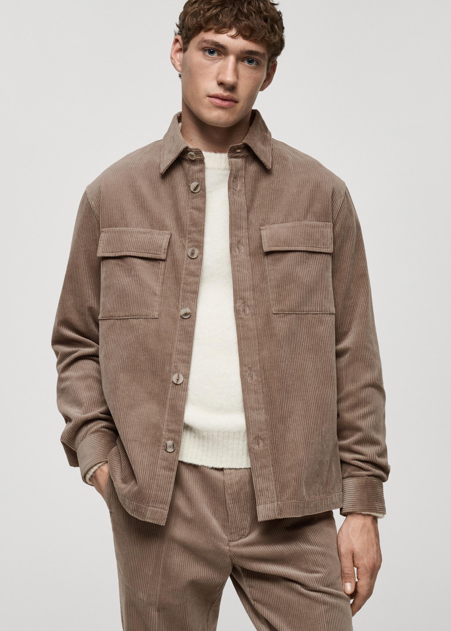 Corduroy overshirt with pockets - Men | MANGO USA Product Image