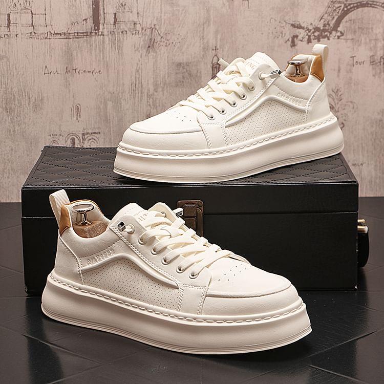 Lettering Lace-Up Platform Sneakers Product Image