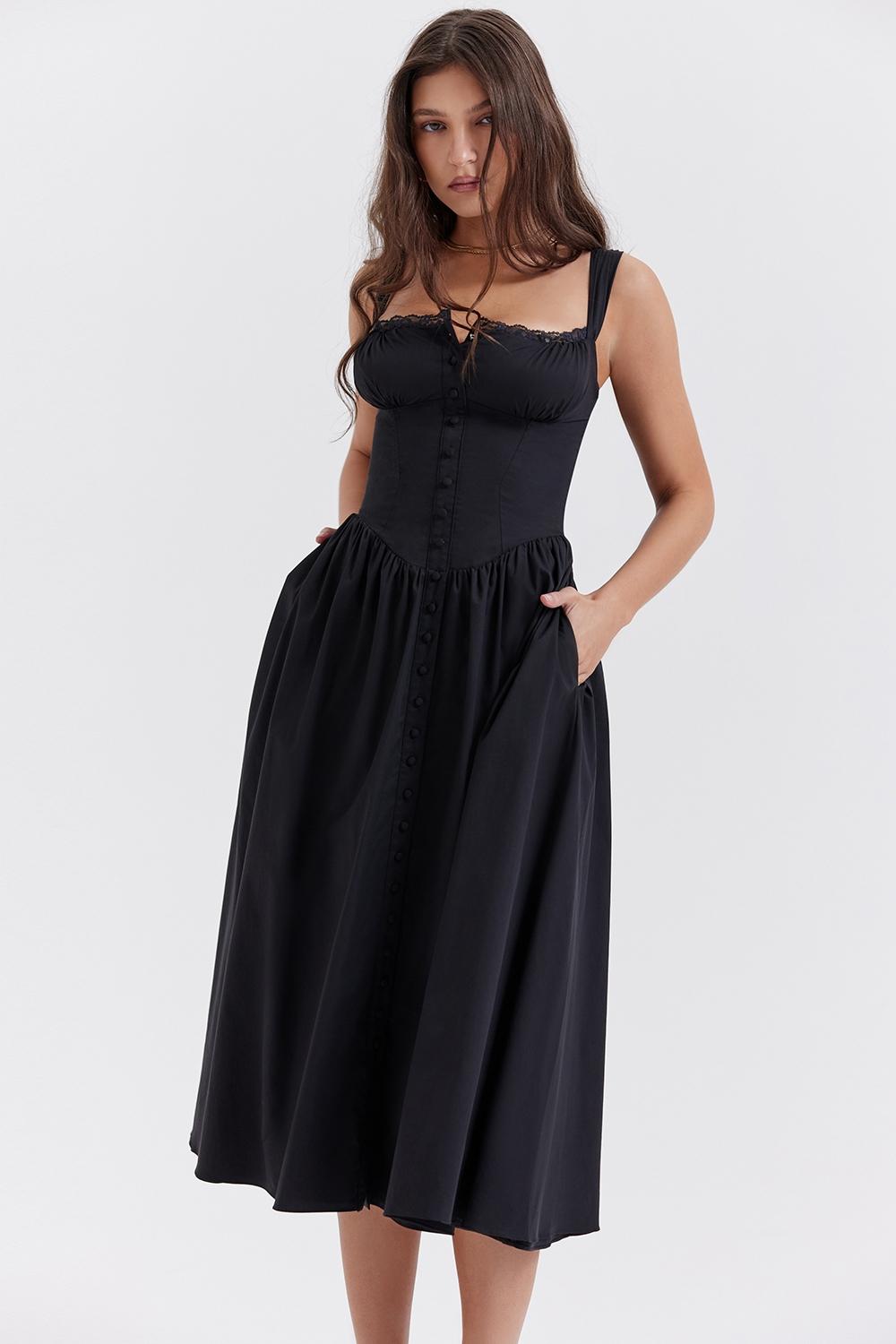 Tatiana  black midi sundress - sale Product Image