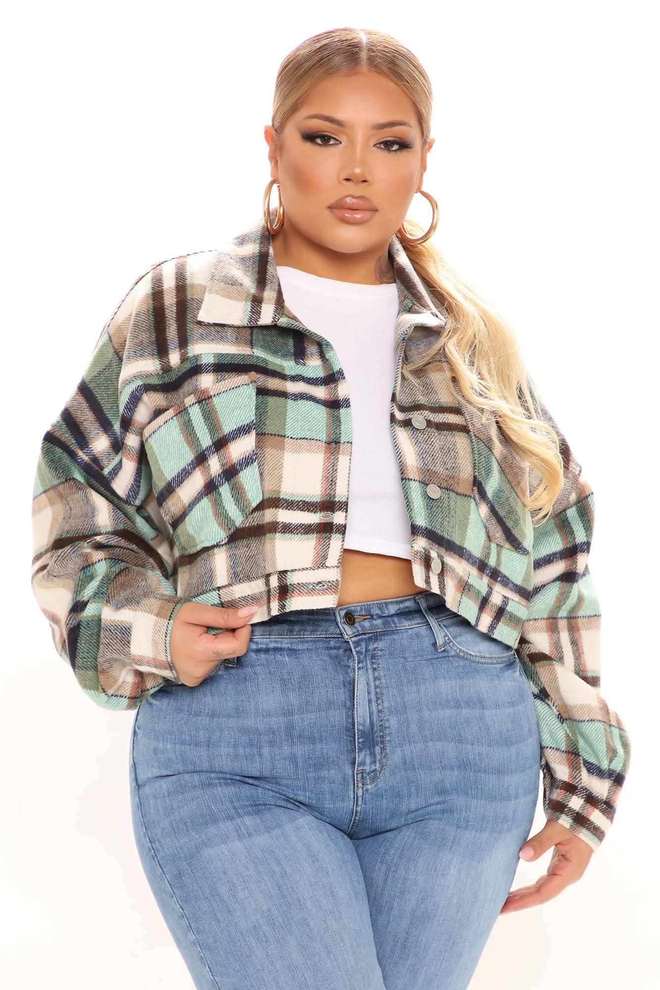 Getting Caught Up Plaid Jacket - Green/combo Product Image