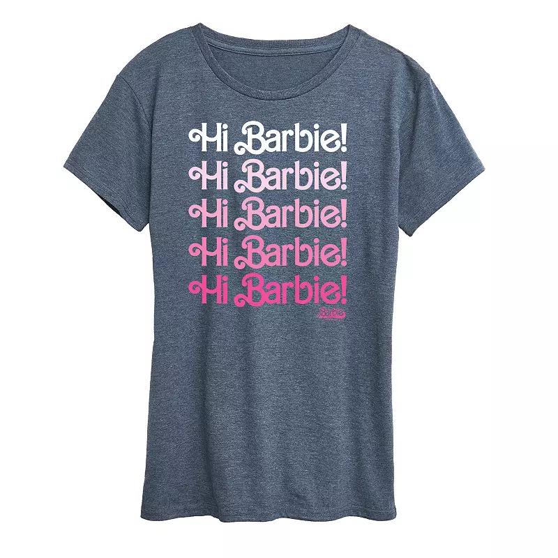 Womens Barbie The Movie Hi Barbie Graphic Tee, Girls Grey Blue Product Image