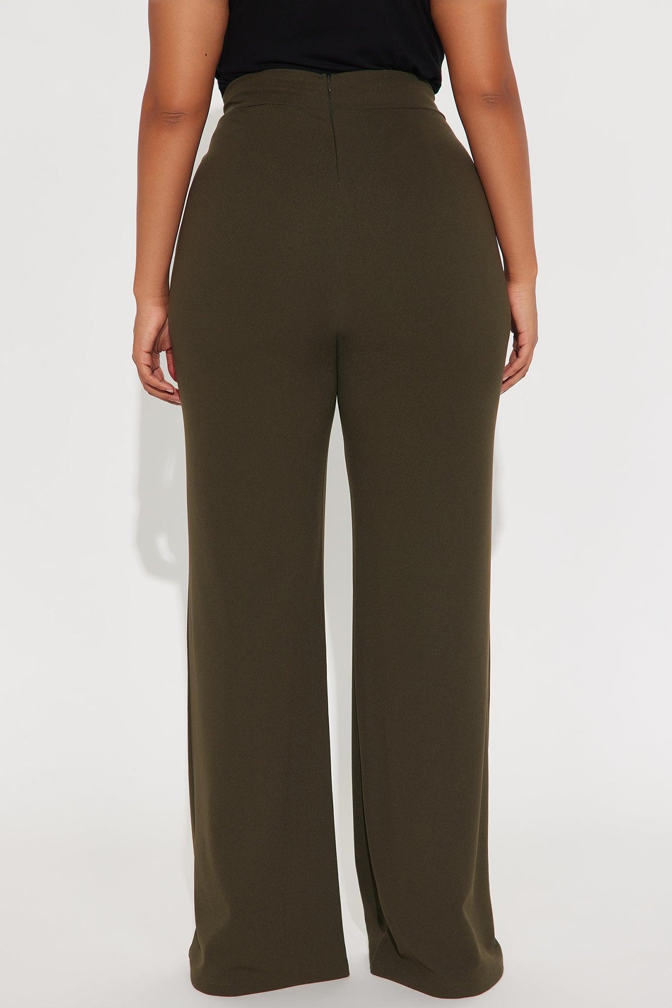 Tall Victoria High Waisted Dress Pants - Olive 1 Female Product Image