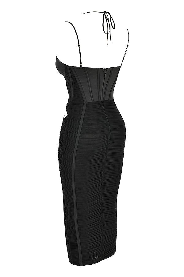 Maya  black ruched midi dress Product Image