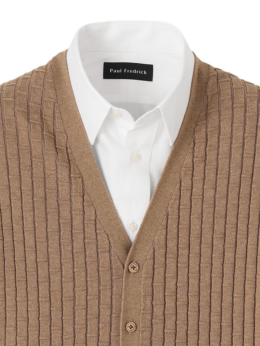 Cotton Button Front Cardigan Vest - Camel Product Image