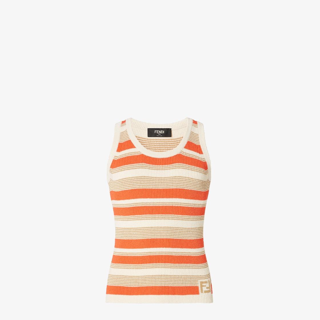 TopMulticolor-stripe organic cotton knit top Product Image