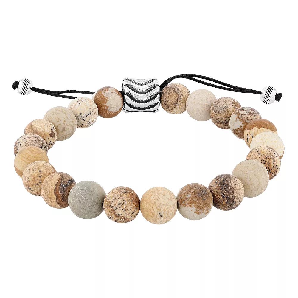 Men's Jewelry Nation Stainless Steel River Pebble Beaded Bolo Bracelet, Size: 8.5-11.5" Product Image