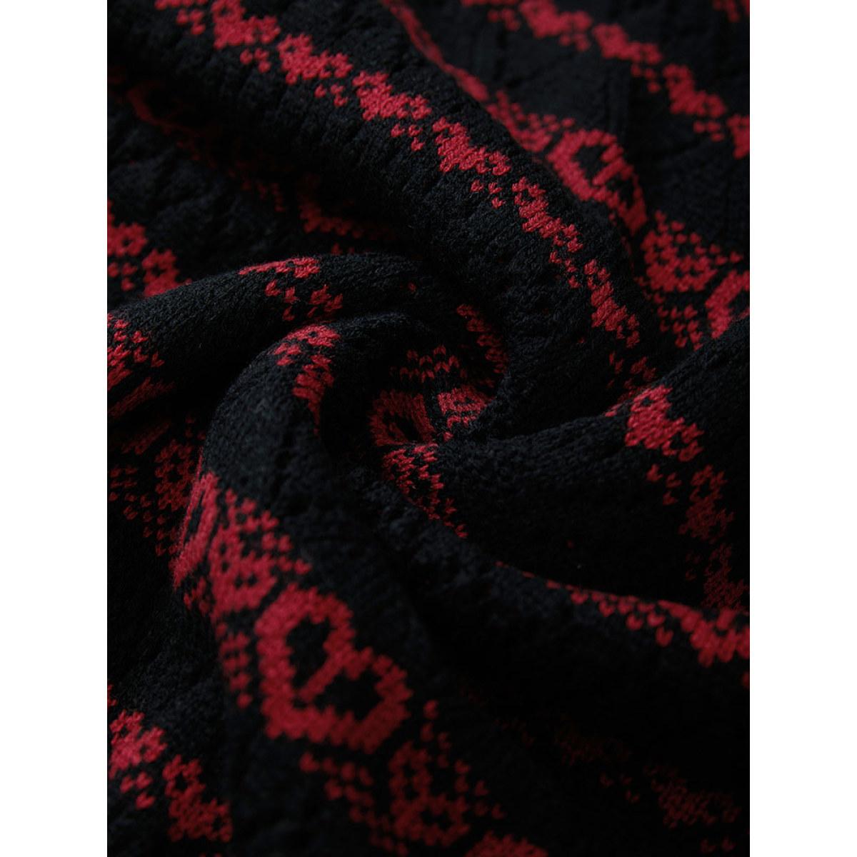 Plus Size Heart Graphic Button Through Eyelet Cardigan Scarlet Women Casual Loose Long Sleeve Dailywear Cardigans BloomChic 22-24/3X Product Image