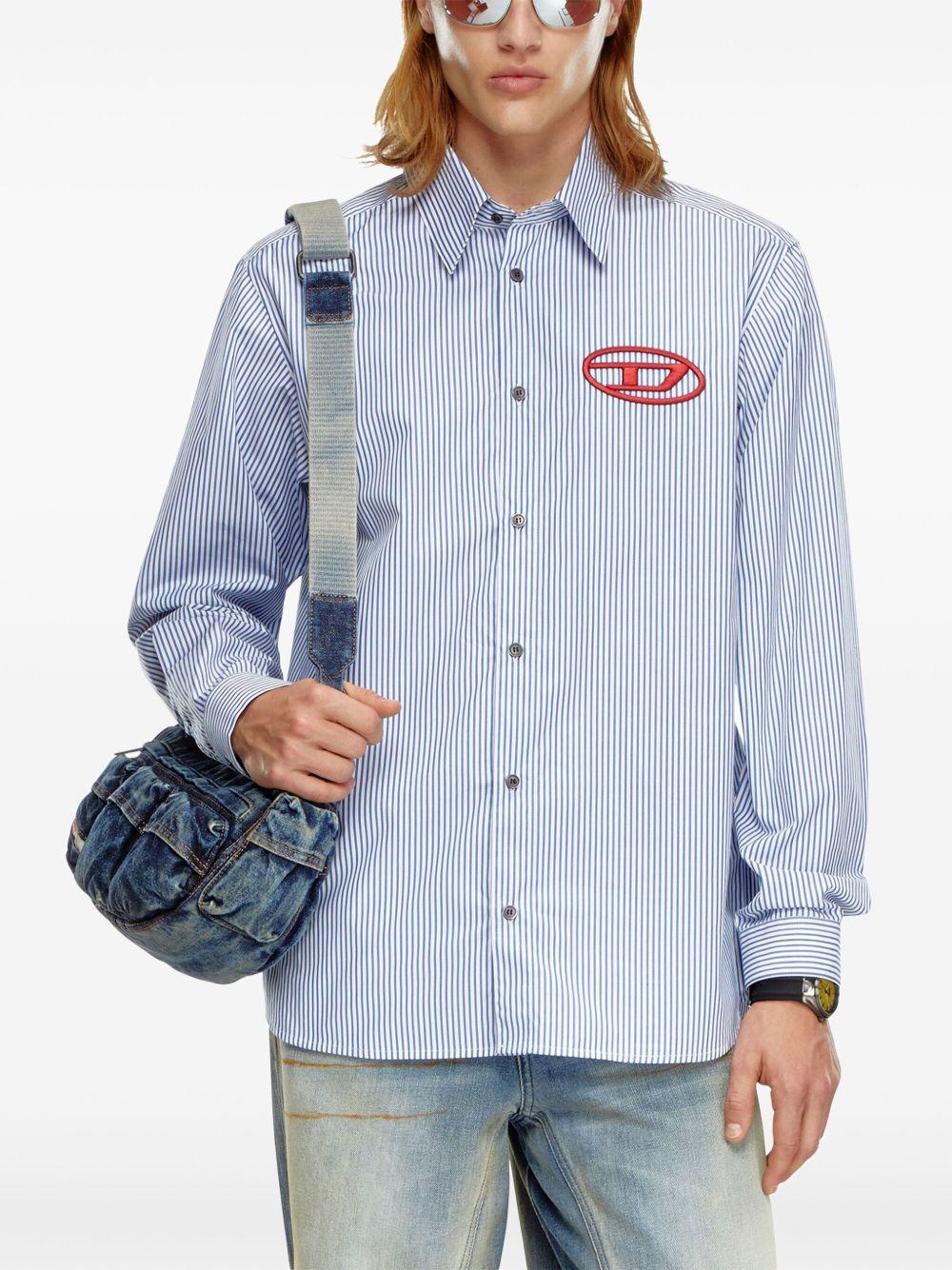 embroidered-logo striped poplin shirt Product Image