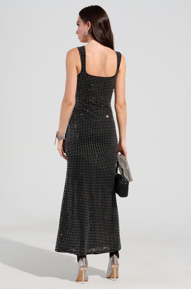 CHAMPAGNE PROBLEMS RHINESTONE MESH MAXI DRESS Product Image