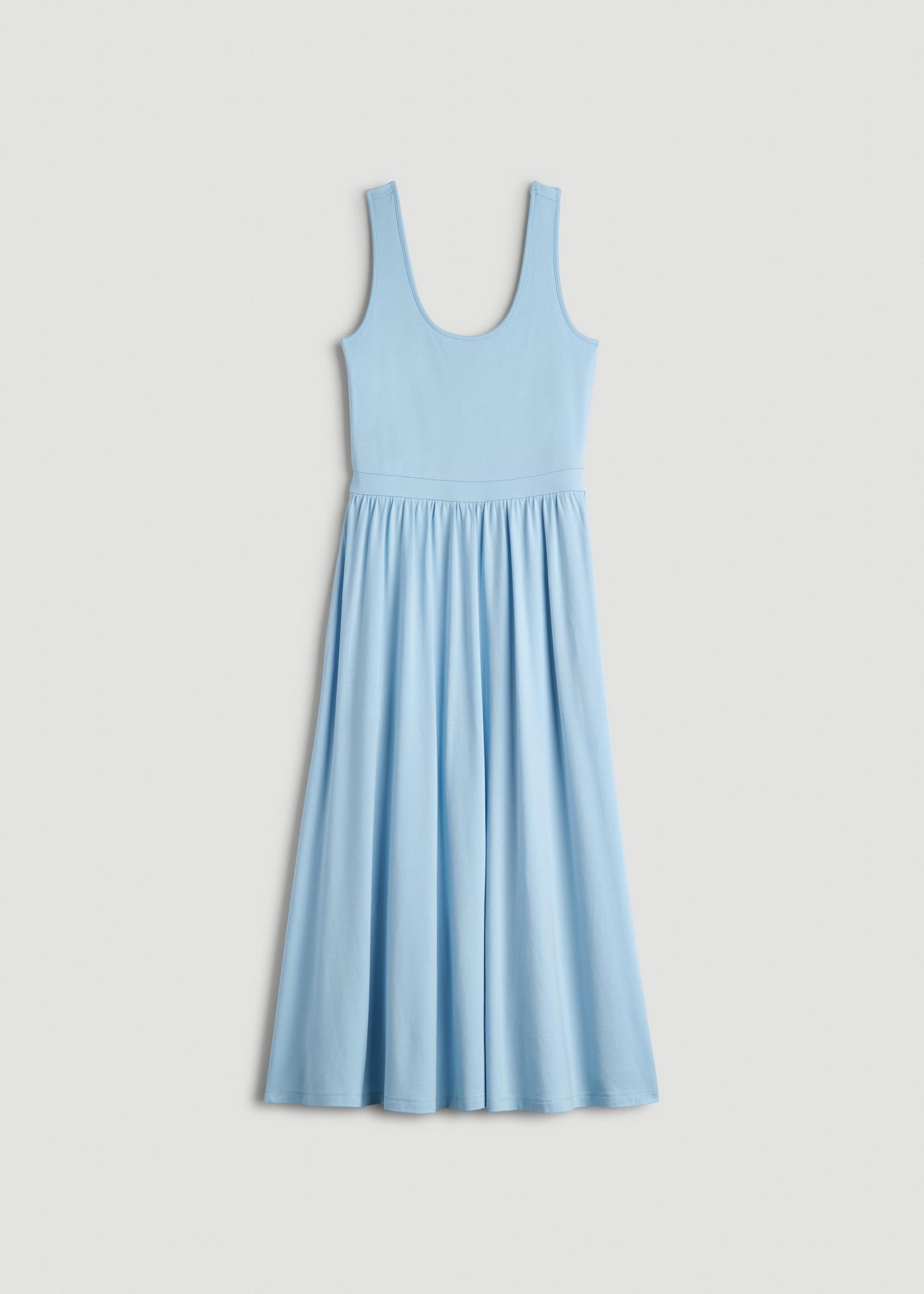 Jersey Tank Dress with Pockets for Tall Women in Ice Blue Female Product Image