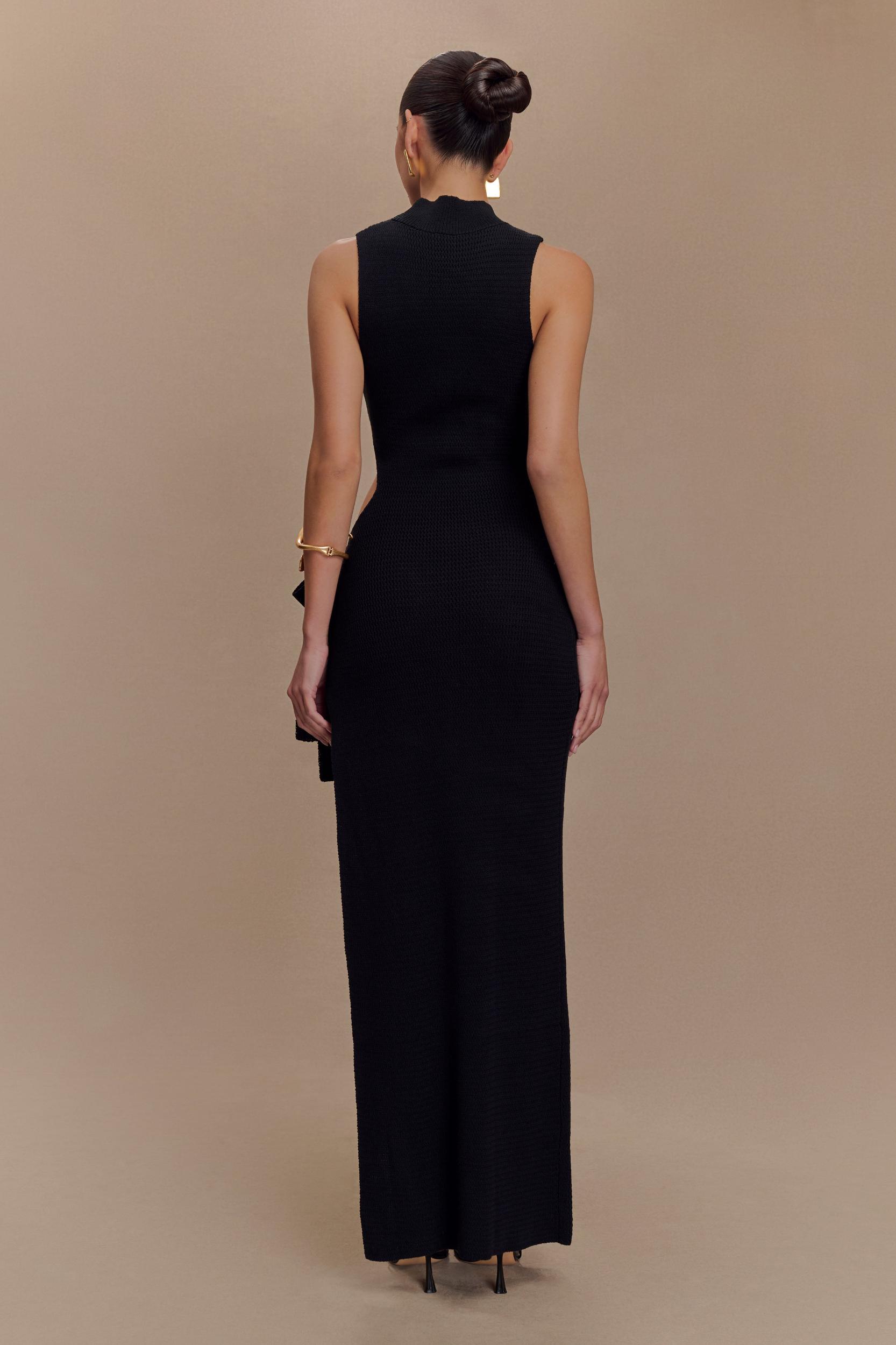 Stephanie Cut Out Knit Maxi Dress - Black Product Image