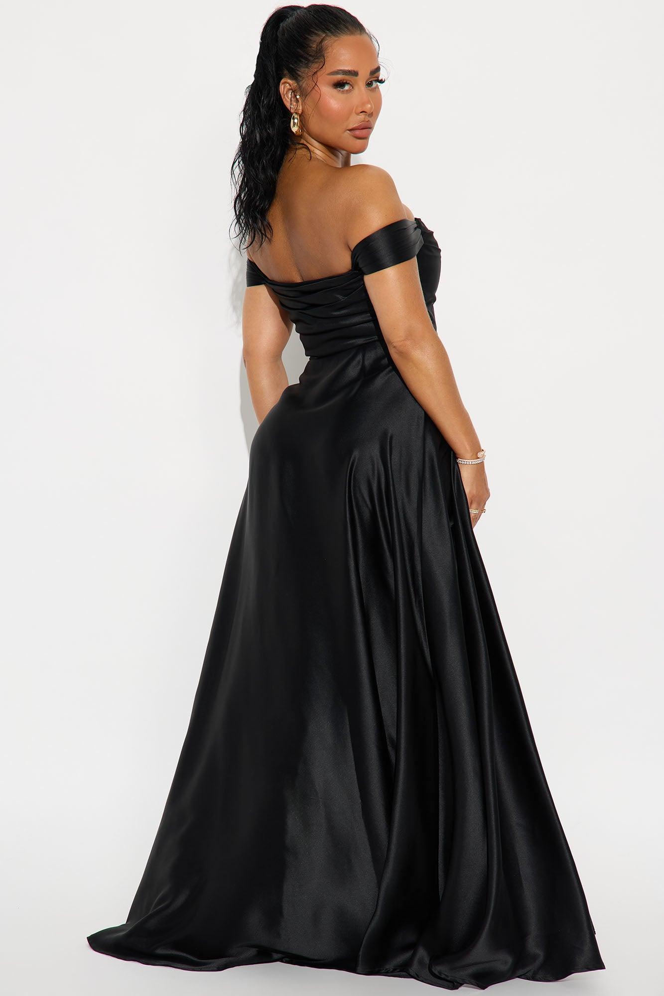 Rosalee Satin Gown - Black Female Product Image