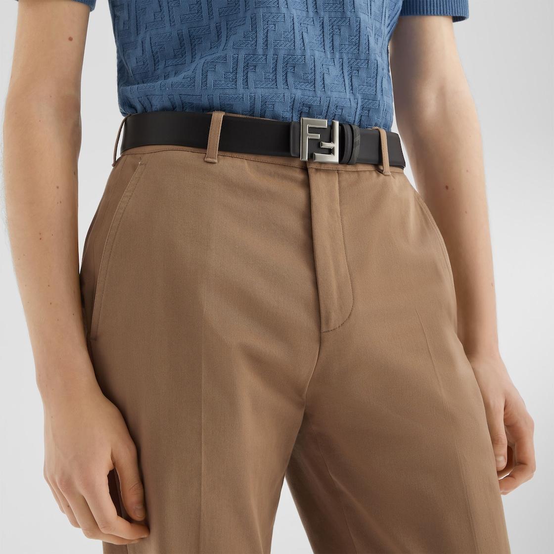 FF Squared BeltBlack leather and FF canvas reversible belt Product Image