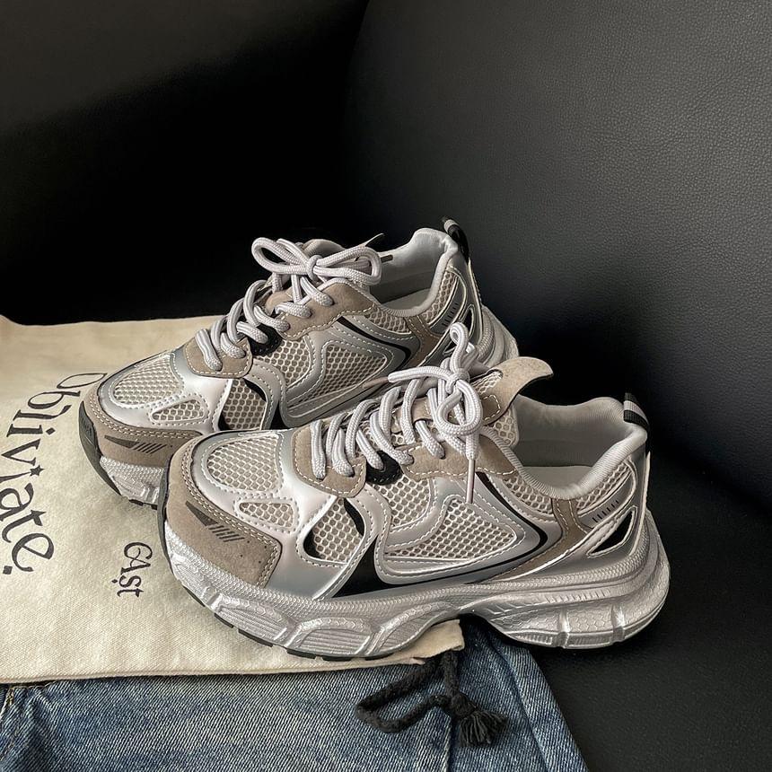 Platform Panel Mesh Sneakers Product Image