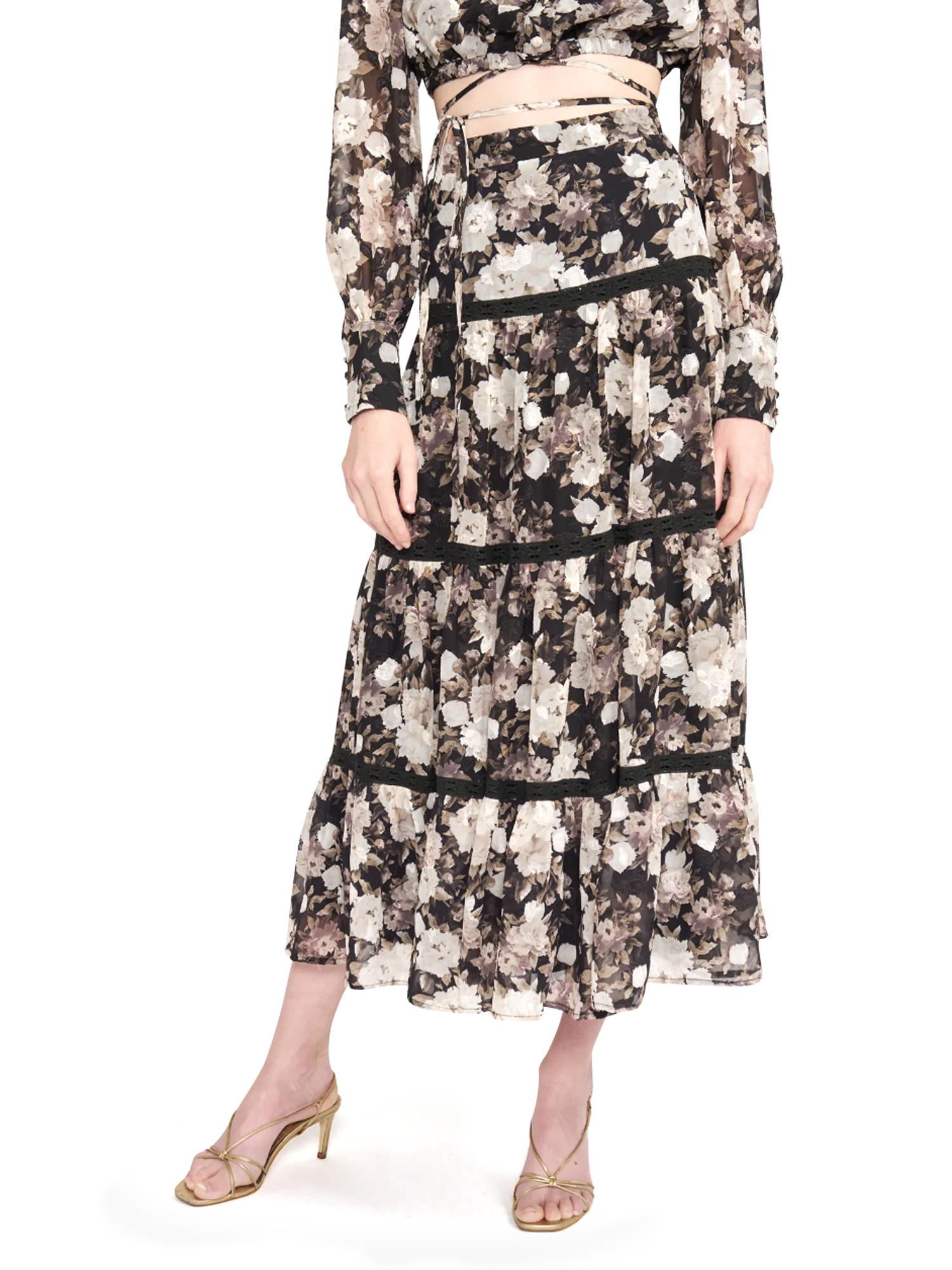 En Saison Printed Tiered Midi Skirt Product Image