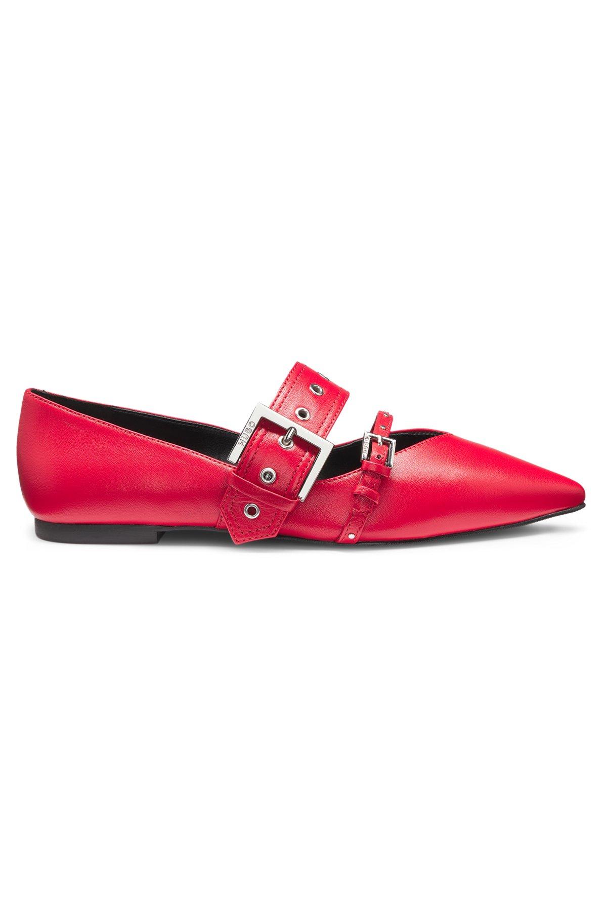 Nappa-leather ballerina pumps with buckled straps Product Image