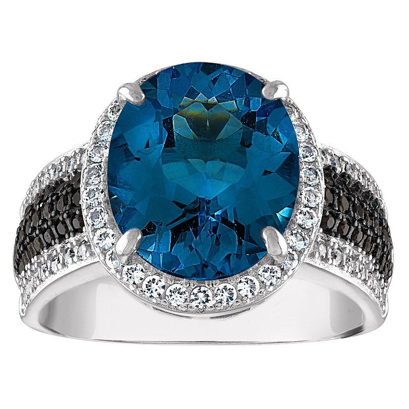 Designs by Gioelli Sterling Silver Swiss Blue Topaz & Black Spinel Ring, Women's,  Product Image