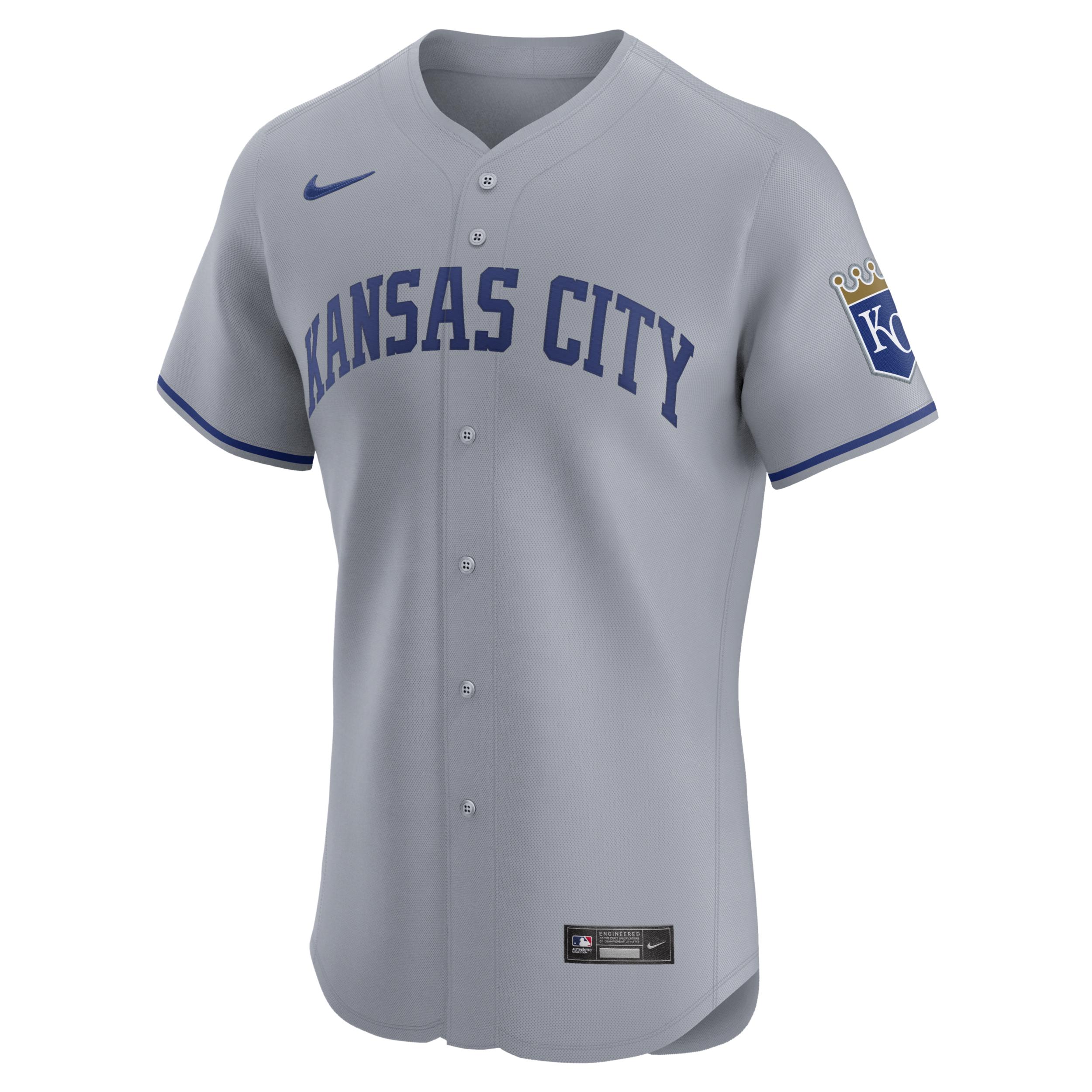 Men's Nike Gray Kansas City Royals Road Vapor Premier Elite Patch Jersey,  Product Image