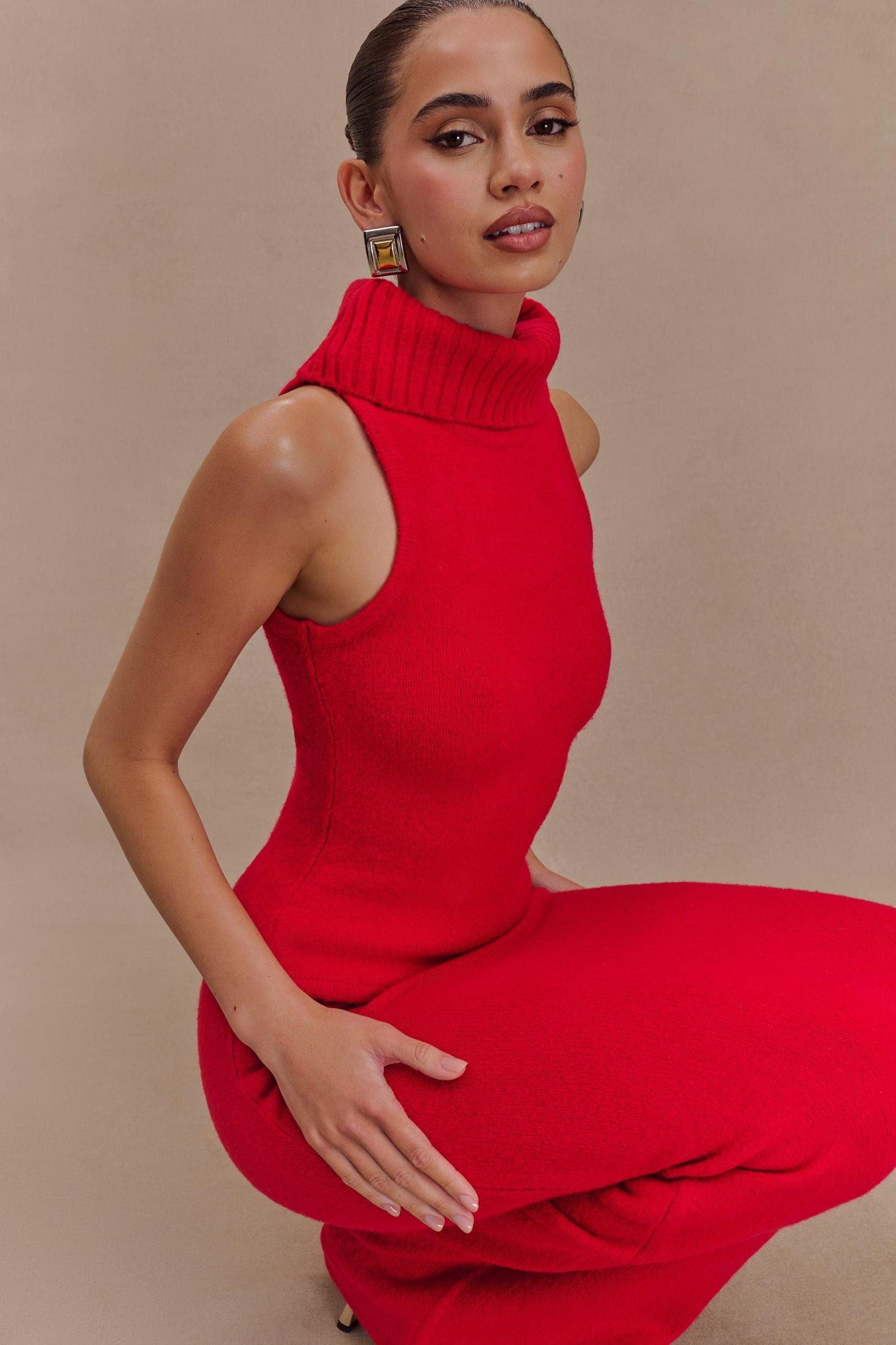 Elise Knit Maxi Skirt - Red Product Image