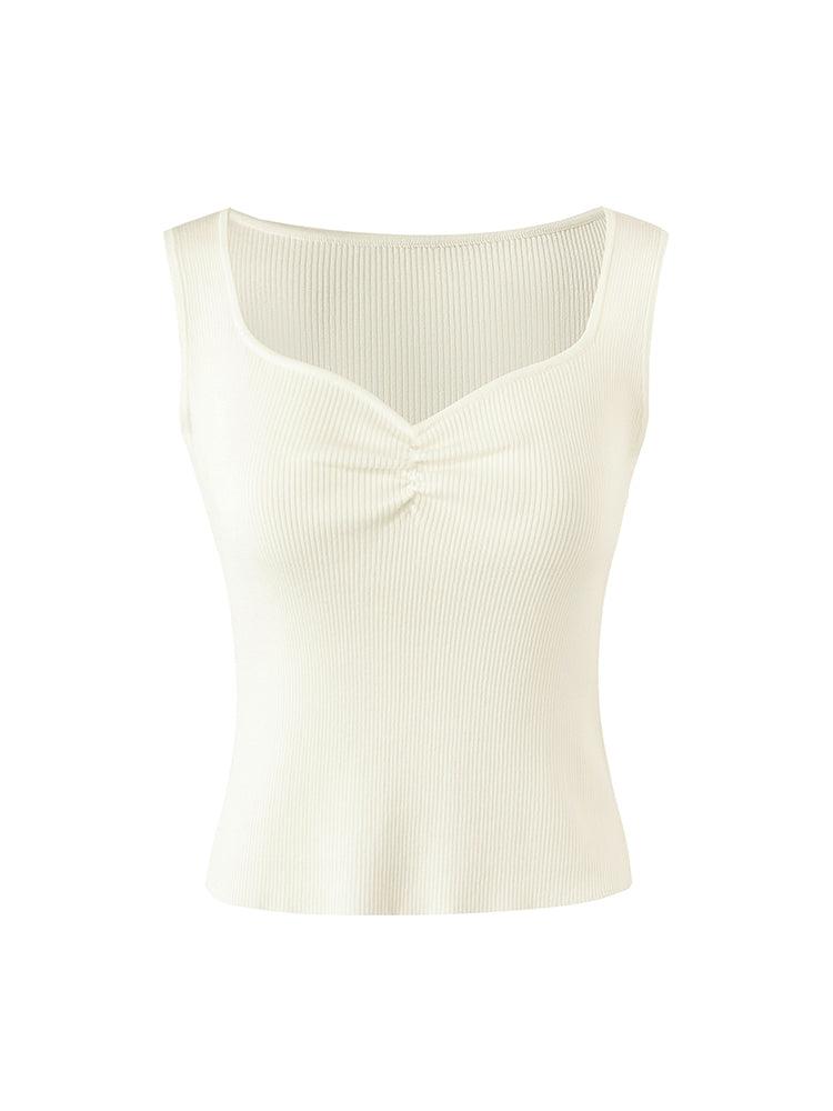 Acetate Knitted Ruched Women Vest Product Image